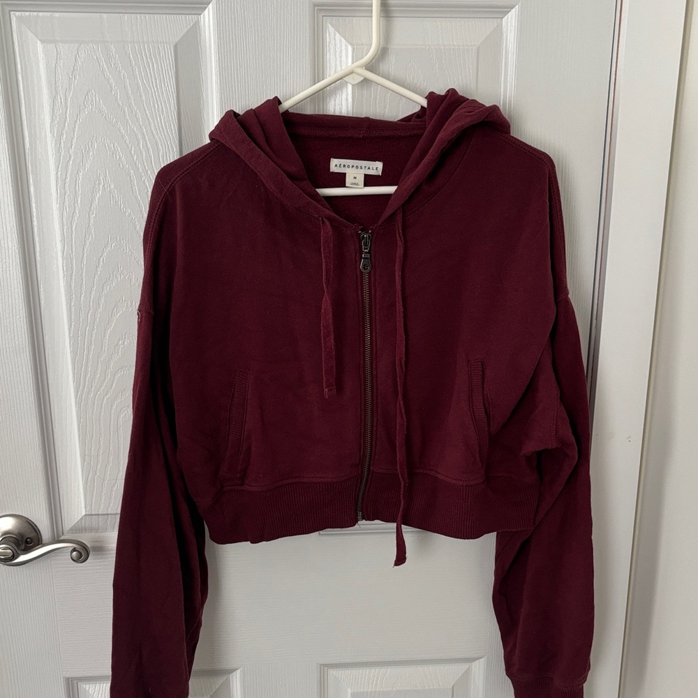 Aeropostale Maroon Cropped Hoodie